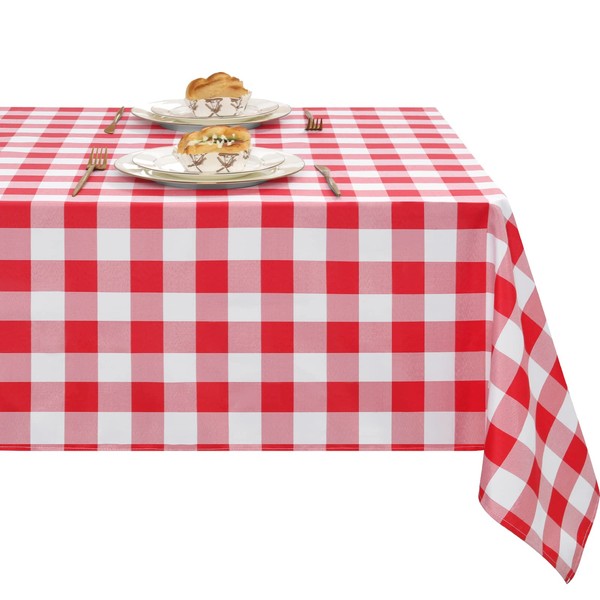 XWZO Checkered Tablecloth Rectangle - Waterproof, Oil-Proof and Spill-Proof Wipeable