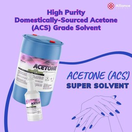 100% Pure Acetone ACS Grade - 1 Pint Bottle (16 Fl oz.) - High Purity Solvent for Commercial, Home & Industrial Applications