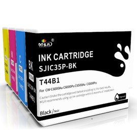 MS.R SJIC 35P Remanufactured Ink Cartridge Replacement for SJIC35P T44B1 T44B2 T44B3 T44B4 to use with CW-C6000Au C6000Pu C6500Au C6500Pu Printer(4 Pack)