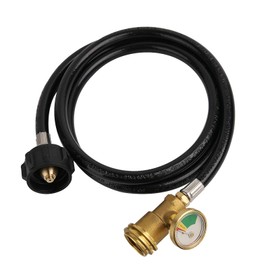 Solimeta 5 Feet Propane Tank Extension Hose with Gauge, Adapter, Suitable for 1lb to 20lb Tanks