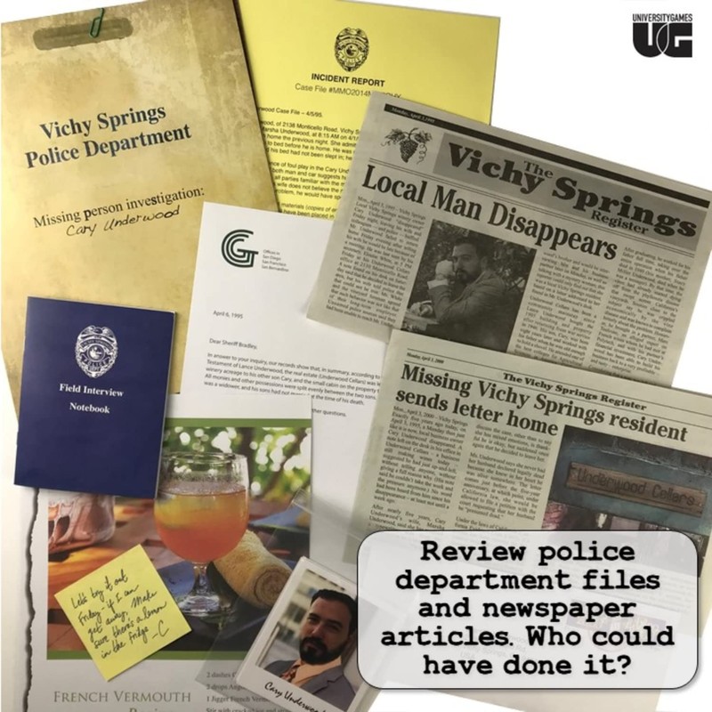 Murder Mystery Party Case Files: Underwood Cellars for 1 or