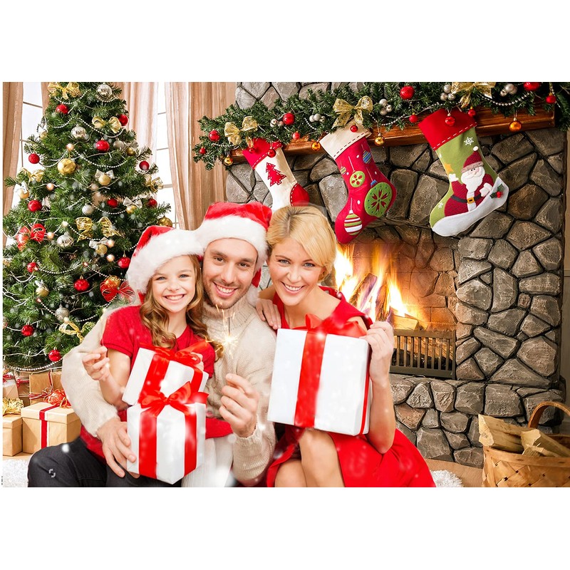 CYLYH 7x5FT Christmas Photography Backdrops Child Christmas Fireplace Decoration Background