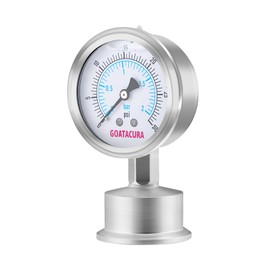 GOATACURA Sanitary Pressure Gauge, 0-30psi, 2.5" Stainless Steel Pressure Gauge, 1.5" Tri Clamp Bottom Connection