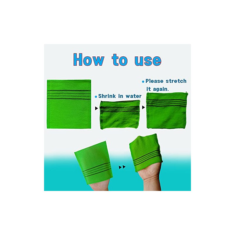 The Original Korean Exfoliating Mitt Body Scrub 4pcs (Green2 Red2)