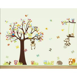 DaraBaby Vinil Decorativo Infantil Sala Cuarto Árbol Con Changos