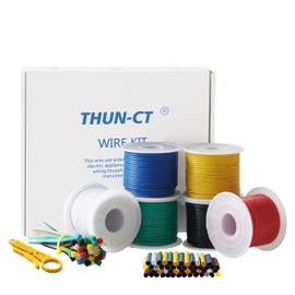 THUN-CT 22 AWG 0.35mm² Electronic Wire Kit 157 Meter In Total (6 Colors 8Meter/26Feet Each), Tinned Copper Wire Insulated Wires- 22 Gauge Stranded Hook Up Wires Kit For DIY