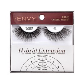 i-ENVY Extension False Lashes, Hybrid Salon Lash Clear Invisible Band Strip Natural Look Mixed Volume Curl EyeLashes Wispy Fluffy Cat Eye Fake Lashes (Classic)