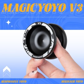 MAGICYOYO V3 Responsive Yoyo for Kids Beginner, Professional Yoyo with Replacement Unresponsive Yoyo Bearing for Advanced Yoyo Player+ 12 Yoyo Strings+ Removal Tool+ Long Axle+ Yo Yo Bag (Black)
