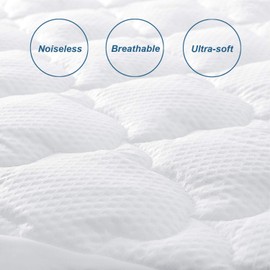 California King Air Mattress Cover, Thick Quilted Mattress Topper, Soft Breathable and Noiseless Down Alternative Fiber Pillow Top Mattress Pad with Deep Pocket Fits Up to 23 Inch Mattress(72"X82")