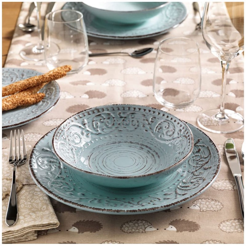BRANDANI 55975 Serendipity Turquoise Stoneware Soup Plate, Multi-Colour