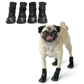 GF PET Elasto-Fit Dog Boots - Premium Neoprene Winter Paw Protection - Waterproof Dog Shoes with Anti-Slip Soles, Adjustable Reflective Straps, 4-Pack Snow Booties, 2X Small