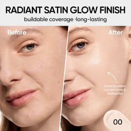 SKINTIFIC Base de Maquillaje Cushion de Alta Cobertura y Acabado Glow - Maquillaje Long-Lasting Hidratante con Péptidos y Ácido Hialurónico - Efecto S