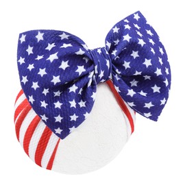 YanJie 4th of July Baby Nylon Headbands, Red Blue White Star Baby Hair Bows Hairbands Big Bows Hair Accessories for Newborn Baby Girls Infants Toddlers(America Flag)
