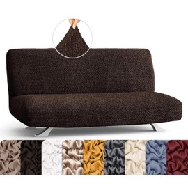 PAULATO BY GA.I.CO. Futon Cover - Armless Couch Cover Sofa Bed Slipcover Without Armrest - Soft Fabric Cover - 1-Piece Form Fit Stretch Futon Cover for Kid Pet - Microfibra Collection - Dark Brown