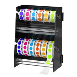Acrylic Sticker Roll Dispenser Holder - Double-Layer Disks Adjustable Label Dispenser for Rolls of Sticker Labels Suitable for Office School Home - Sticker Roll Holder Organizer