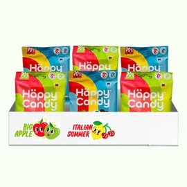 Variety Pack – Big Apple & Italian Summer Gummy Candy | 3 Bags Each – 70% Less Sugar, Vegan, Gluten-Naturally Colored, Plant Based | Lemon, Cherry, Red & Green Apple Flavors | 6 x 1.8oz Bags
