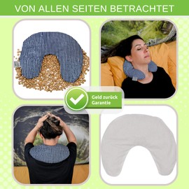 Aminata BALANCE Neck Pillow Cherry Stones Neck Pillow 30 x 22 cm Heat Cushion Cherry Stone Cushion Cover Removable Cotton Men and Women Blue Checked