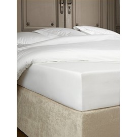 De Witte Lietaer Bumblebee Luxury Percale Cotton Fitted Sheet, Cotton, white, 160 x 200 x 30 cm
