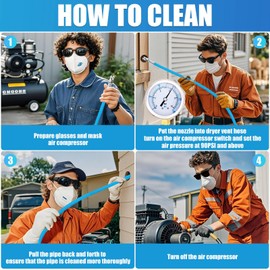 V2ine Cyclone Home Dryer Vent Duct Cleaning Kit：23feet Pressure Hose + 2 Jetter Nozzle + 1/4 Air Quick Connect+ Ball Valve