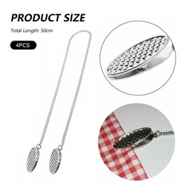 Pack of 4 Napkin Chains, Napkin Chain with Clip Seniors for Napkin Holder, Stainless Steel with Clips, Silver Bib Chain, 19 Inch Metal Napkin Clip, Silver, for Adults, Seniors and Children