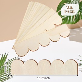 Threehoney Unfinished Scalloped Decorative Wood Trim Scalloped Edge Decorative Wood Molding Cute DIY Moulding Trim for Home Wall Cabinet Shelf and Window Door (24 Pack,15.75 x 3.54 Inch)