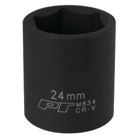 Performance Tool M834 1/2 Drive 6-Point Impact Socket, 24mm