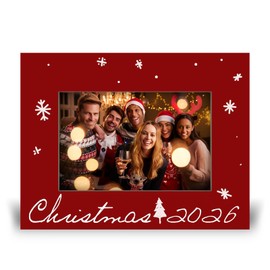 Ebned 2026 Merry Christmas Picture Frame - Fits 4 x 6 inch photos,Family Photo Frame,Merry Christmas snowflake Gifts for Family Friends, Winter Home Decorations(Red) - A01