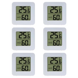 6 pieces Room Thermometer Nursery, Digital Temperature and Humidity Monitor, Square Display Thermometer for Home, Bedroom, Wall Mount or Tabletop Placement 2506SNWD330
