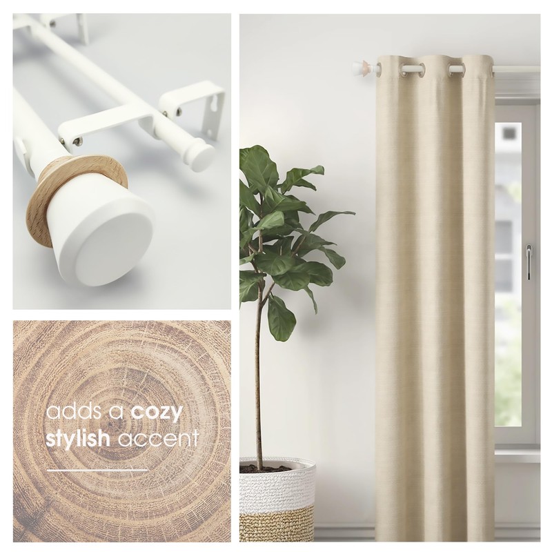 SKYPLUS LIVING Nordic Style White Double Curtain Rod Set with