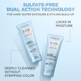 L'Oreal Paris Clarify and Restore Sulfate Free Shampoo and Conditioner Set with Antioxidants for Hard Water Exposure and Styling Build-up, EverPure, 1 Hair Care Kit