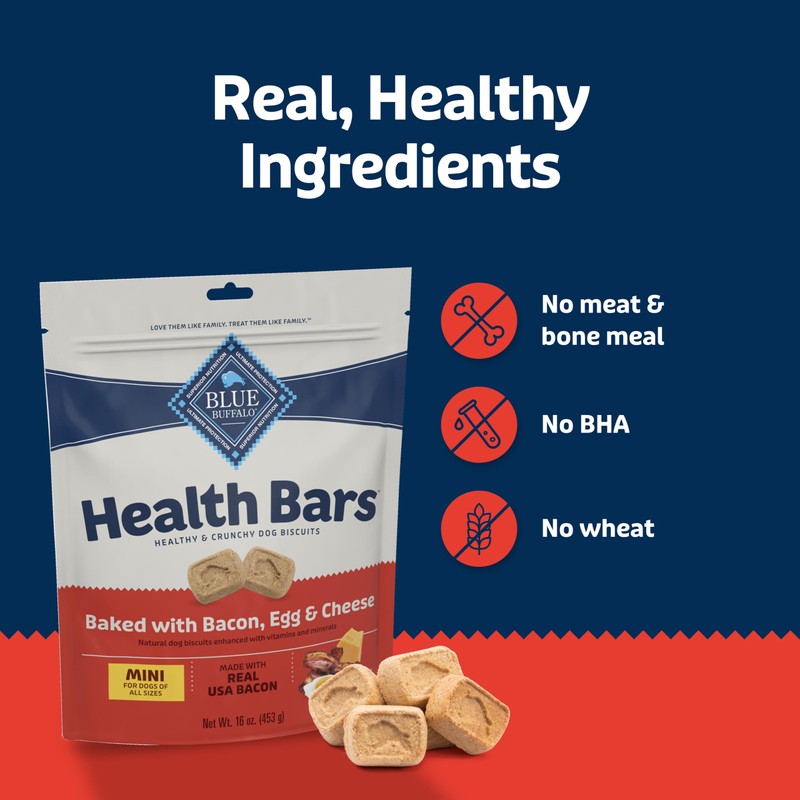 Blue Buffalo Health Bars Mini Crunchy Dog Biscuits, Oven-Baked with