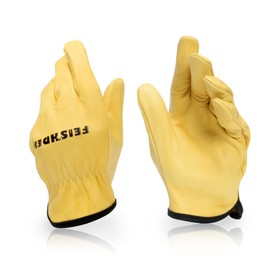 FEISHDEK Kids Leather Gardening Gloves, Toddler Work Gloves, Perfect for Children Gardening for Kids Age 4-5 (Medium)