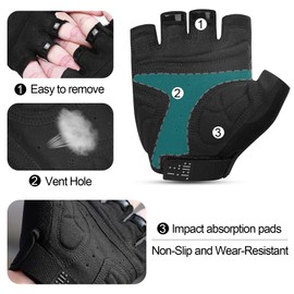 INBIKE Cycling Gloves for Mens MTB Womens Road Bikes Cycle Padded Mens Fingerless Bicycle Accessories Biking Gel Exercise Gym Half Finger Green S