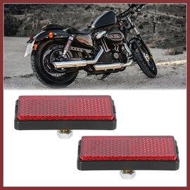HEROFFIX Pair M6*1.0 Red Rectangle Universal Screw Mount Reflective Warning Reflector for Motorcycle Bike 56mm Length Replace Parts