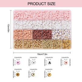 NEUSID Clay Beads Bracelet Making Kit, 2390Pcs Flat Round Polymer Clay Bead for Jewellery Making Friendship Bracelet Kits with Clear Storage Box Gold Spacer Letter Beads