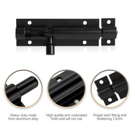 Door Lock Bolts Security Slide Latch Lock Barrel Bolt Strong Stainless Steel Matte for Bathroom, Bedroom, Gates, Shed, Garden - Door Latch Slide Bolts Lock with Screws(2pcs,Black)