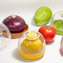 MZSX 4 PCS Fruit and Vegetable Storage Containers, Refrigerator Box Storage Bowls, Vegetable Shape Containers, Reuseable, Fruit and vegetable freshness storage, for Avocado Lemon Tomatoes Onion