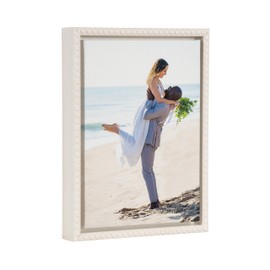 Kate and Laurel Sylvie Custom Printed Beaded Framed Canvas Wall Art, 10x13 Beaded White, Personal Canvas Print with Your Photos for Bedroom or Gallery Wall Decor | Printed and Hand Framed in the USA