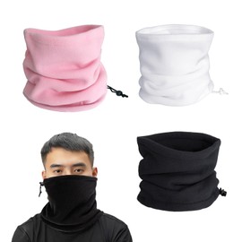 Lopsity 3PCS Winter Neck Warmer Neck Gaiter Fleece Warm Scarf Wrap Skiing Cycling Windproof Balaclava Scarf Winter Neck Gaiters for Men Women (black+army green+navy)