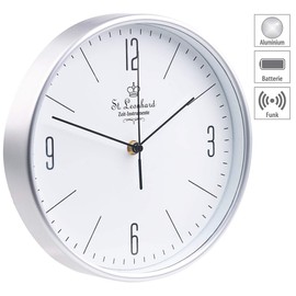 St. Leonhard Radio-Controlled Kitchen Clock: Classic Radio-Controlled Wall Clock with Large Numbers and Flat Design, Diameter 25 cm (Radio-Controlled Wall Clocks, Radio-Controlled Kitchen Wall, Dial)