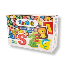 PlayMais FUN TO LEARN ABC Bastel-Set für Kinder ab 3 Jahren I Motorik-Spielzeug mit 550 Stück & 14 Motiv-Vorlagen zum Basteln I Fördert Kreativität & Feinmotorik I Natürliches Spielzeug