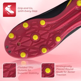 Vizari Firm Ground Soccer Cleats for Boys & Girls – Youth FG Outdoor Football Shoes | Lightweight & Durable | Perfect for Training and Match Day