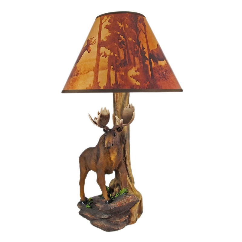 North American Bull Moose Table Lamp w/Shade