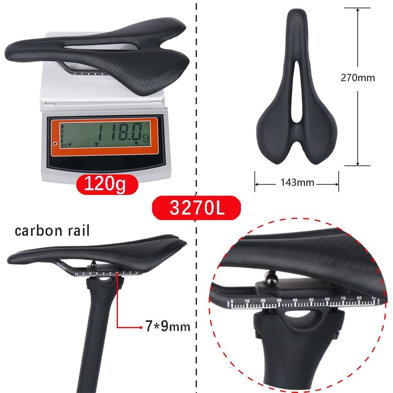 Hliya Carbon Bicycle Saddle Mountain Bike Saddle/Racing Saddle, Ultralight Non-Slip