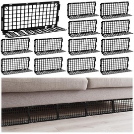Treela 12 Pcs Under Couch Blocker for Bed Couch Furniture Underneath Under Bed Blocker with Zip Ties, Prevents Toys Pets Under Furniture Ideal for Living Room Bedroom, Black (14.5 x 4.7 x 6.7'')
