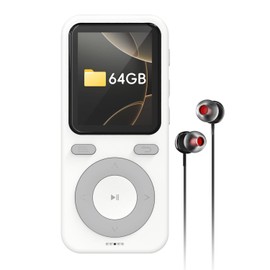 wiwoo 64GB MP3 Player with Bluetooth,Portable HiFi Lossless Sound Bluetooth MP3 Player with Speaker,Voice Recorder,Shuffle for Sport,Hiking,Running,Micro SD Card up to 128GB(Earbuds Included)