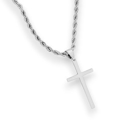 Acura-Styles Men's Cross Necklace Stainless Steel Silver Cross Pendant Men's Solid Cross Chain Religious Jewellery for Men Necklace Silver Gift for Men, Unit size, Stainless Steel, No Gemstone