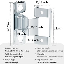 WE01X25317 Dryer Door Hinge Replacement Compatible with G-E & Hot-point Dryers - Replaces PS11763047/AP6032615/4466992