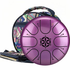 Tongue Drum 5 Inch 8 Tone Steel Tongue Drum Handpan for Meditation & Relaxation, Yoga, Family Activities Garden Rain Drum Instrument (Purple)