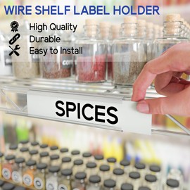 Wire Plastic Shelf Label Holders, Plastic Rack Label Clip Holder for Home, Office Compatible with Metro 1-1/4 inch Shelves, 30pcs (Label Paper Included) (6 Inch)